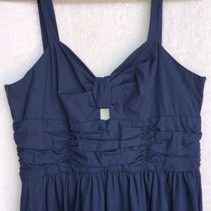 Navy Blue Midi Bowtie Dress